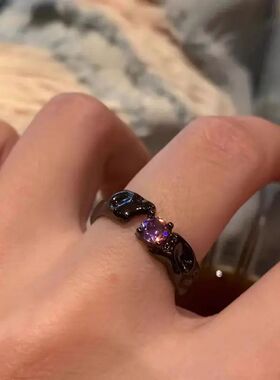 1/4pcs Gothic dark gun black ring, fashionable irregular but