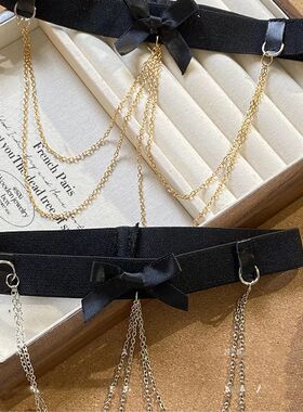 Elegant Sexy Chain Tassel Bowknot Leg Chain for Women Elasti