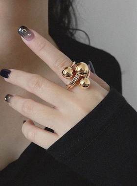 Geometric Irregular Exaggerated Metal Rings for Women Shiny