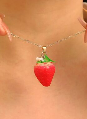 Cue Swee Srawberry Necklace for Women Fashion Versaile Peach
