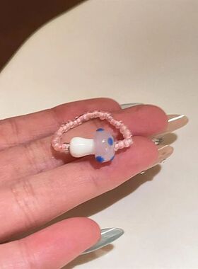 Colorful  Bead Ring New Elastic Rope Design Cute Playful Wom