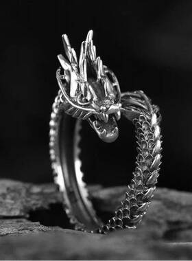 Vintage Dragon Adjustable Rings for Men Retro Gothic Animal