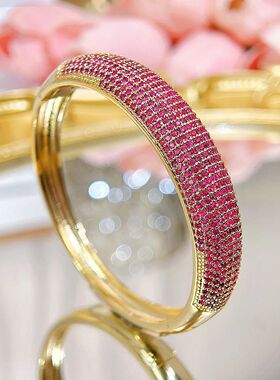 Fashion Luxury Colorful Crystal Bangle Copper CZ Cuff Bracel
