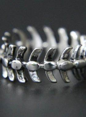 Vintage Gothic Rock Hip Hop Bones Mens Rings For Punk Fish B