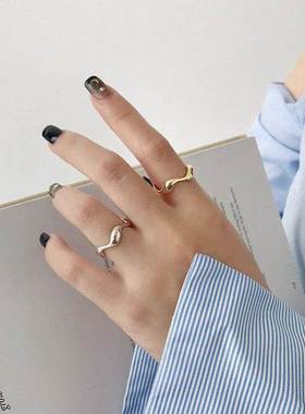 Silver Color Creative Handmade Rings for Women Irregular Wav