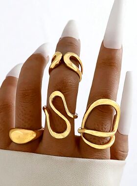 Geometric Irregular Rings Lava Smooth Hollow Curved Opening