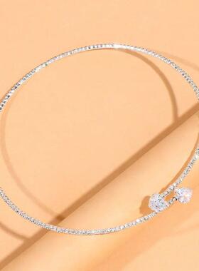 Fashion Rhinestone Heart Collar Choker Necklace For Women Si