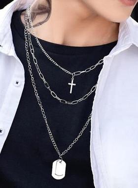 2022 Personality Hip Hop Multilayer Necklace Metal Cross Pen