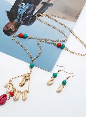 Fashionable Gold Plated Seahorse Shell Faux Turquoise Alloy