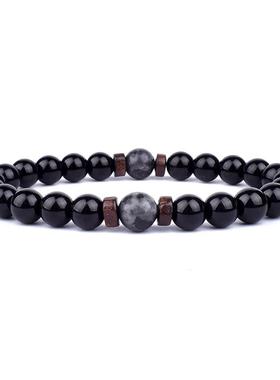 Volcanic Stone Bracelet for Men Lava Wooden 8mm Beads Bracel