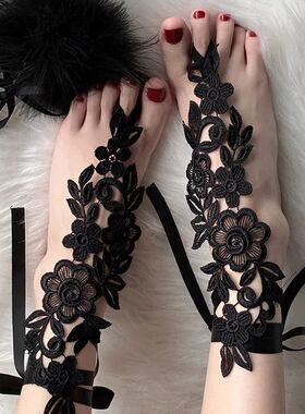 Women Sexy Stockings Embroidery Anklet Flower Lace Socks Hol