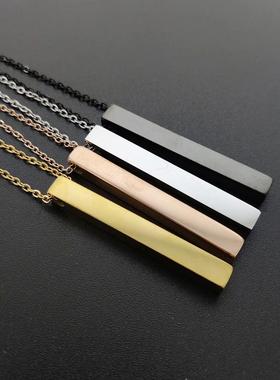 2023 Black Rectangle Pendant Necklace Men rendy Simple Stain