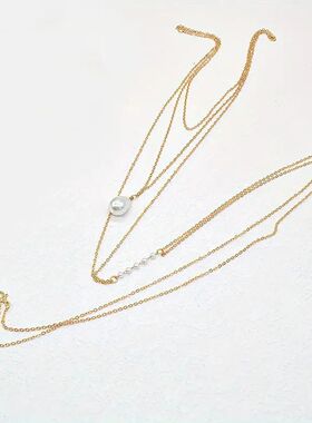 Sexy Charming Muli Layer Pearl Pendan Back Chains for Women