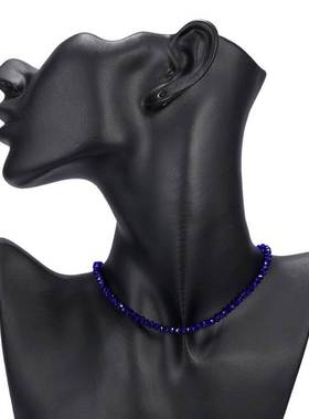 Summer Boho Handmade Black Blue Crystal Beads Clavicle Chain
