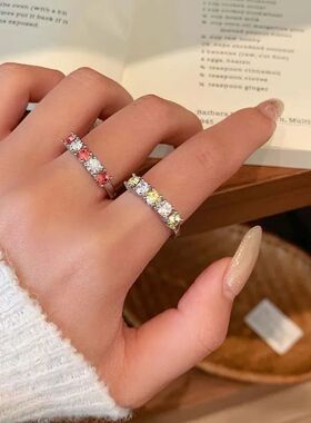 Luxury Colorful Zircon Open Finger Ring for Women New Sweet
