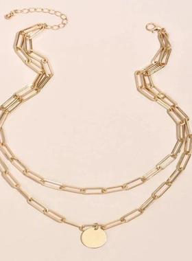 Vintage Round Charm Layered Necklace Women's Jewelry Layered
