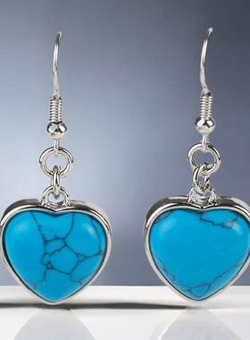 Earrings for Women Blue Turquoise Heart Earring Summer Elega