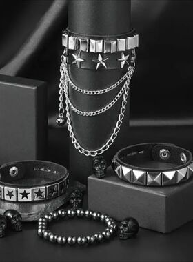 4 Punk Fashion Braceles, Men's And Women's Gohic Clohing Acc