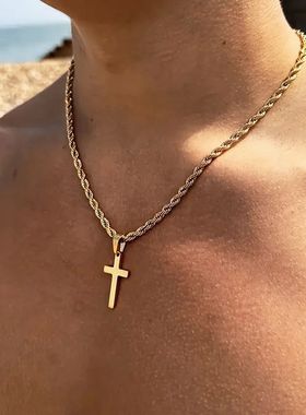 New Stainless Steel Cross Pendant Necklace for Men Women Min