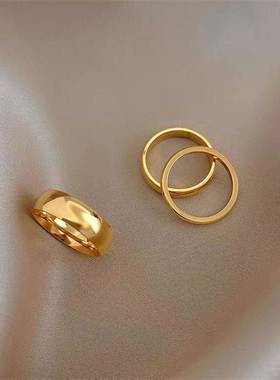 Minimalism Gold Color Round Geometric Finger Rings Set for W