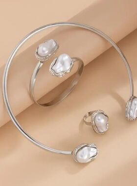 Vinage Irregular Baroque Pearls Necklace Braceles for Women
