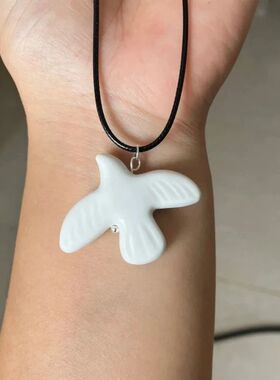 Fashion Whie Peace Dove Pendan Necklace Earrings for Women V