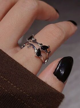 Thorns Love Heart Punk Open Ring Metal Gothic Aesthetics Fas