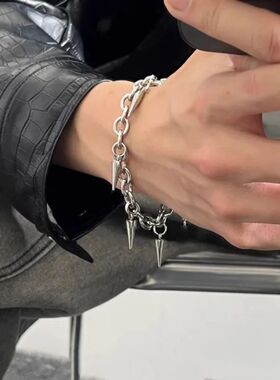 Hiphop Punk Rive Bracele for Man Woman Geomeric Meal Rive Pe