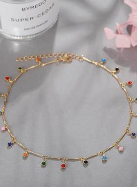 Fashion Simple Candy Color Tassel Necklace for Women Aesthet