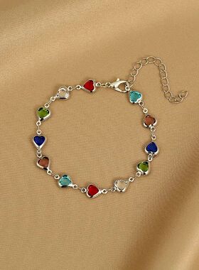 Exquisite Colorful Heart Bracelet for Women Charm Korean Cry