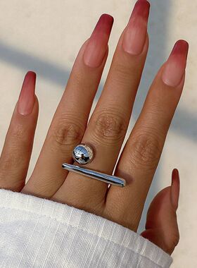 Creative Irregular Geometric Tiny Ball Open Ring for Women W