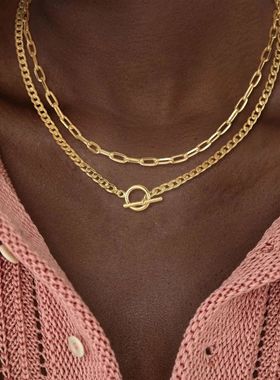 Gold Layered Necklace for Women K Gold Plated Necklace Women