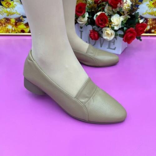 粗跟单鞋女2026春秋新款软底不累脚女士皮鞋浅口低跟一脚蹬夏季鞋 - 图3