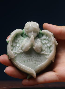 夜光石雕刻小天使摆件创意居家工艺装饰摆件情侣卧室床头装饰品