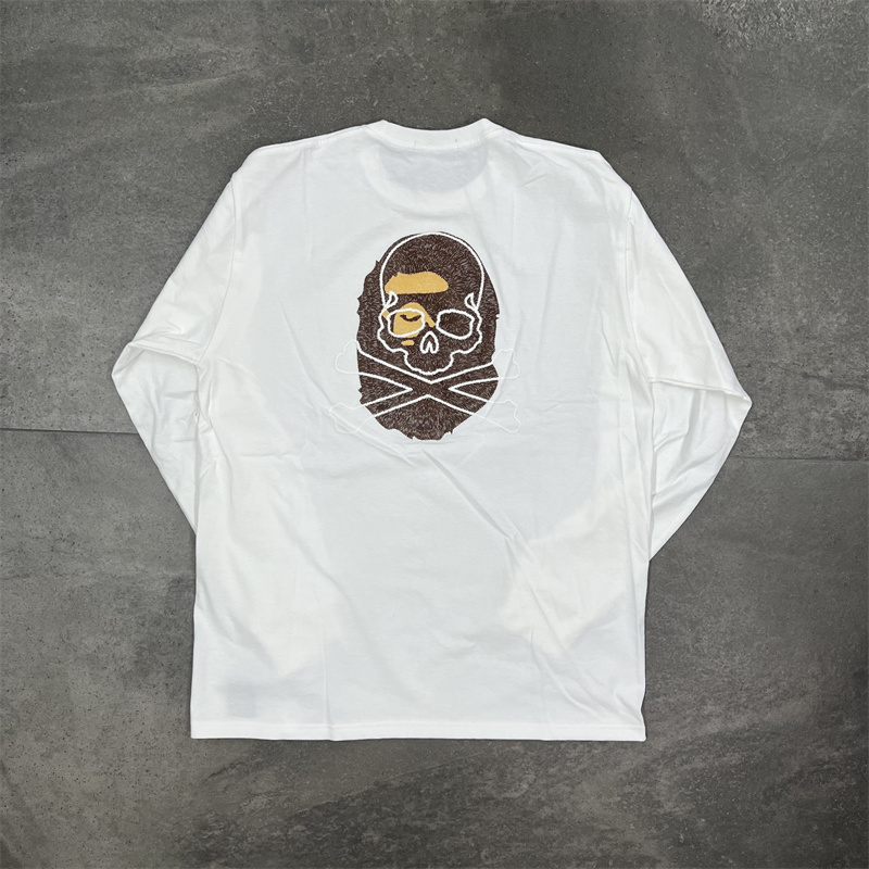 【现货】BAPE x Mastermind Japan MMJ双面刺绣骷髅猿人头长袖TEE - 图0