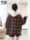 Loose bat sleeve plaid cashmere coat for women in autumn and winter 2023 new hooded casual cape slim woolen jacket