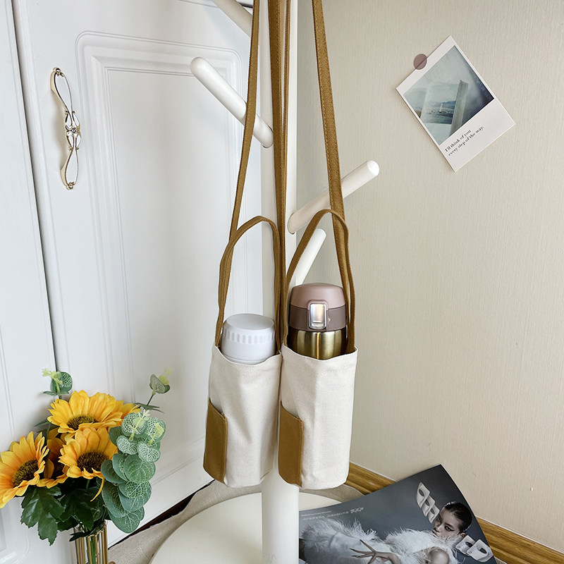 范兜兜/保温杯套袋 可斜挎水杯手提保护套帆布个性撞色水壶保温袋,淘宝优惠券,粉丝福利购,淘宝优惠卷