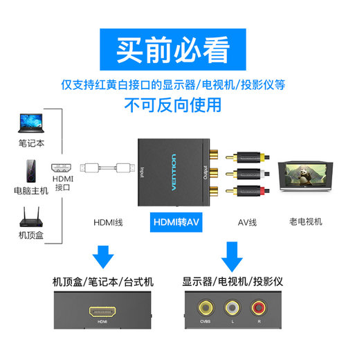 威迅hdmi转av转换器电视机盒三色头高清视频莲花rca接口接网络 - 图3