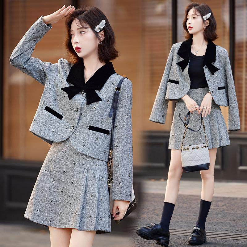 小香风名媛一整套装女2025年春秋新款复古法式名媛上衣百褶半身裙,淘宝优惠券,粉丝福利购,淘宝优惠卷