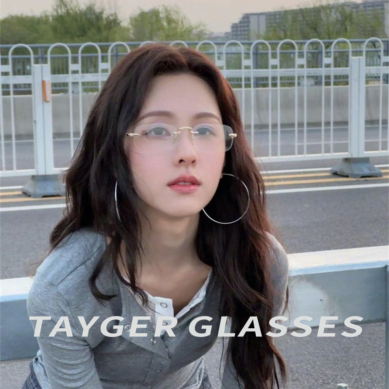 TAYGER\陈都灵同款无框近视眼镜框男士纯钛陈伟霆王一博镜架女