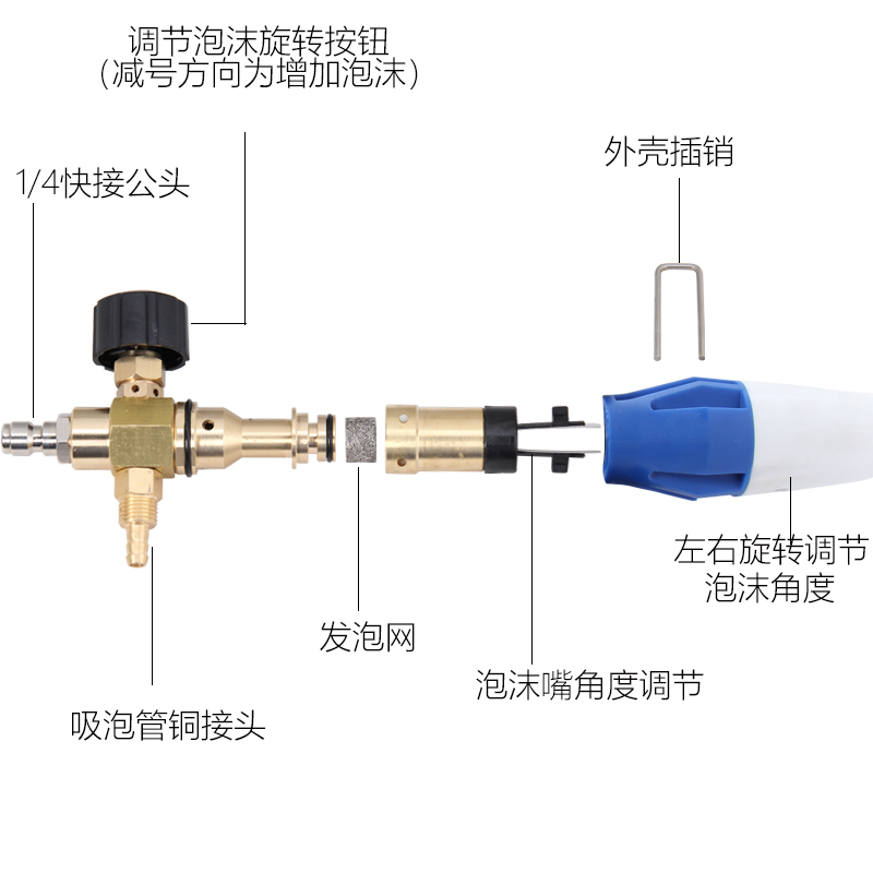 高压清洗机PA泡沫喷壶家用洗车水枪扇形快插雪花台州洗车液喷壶