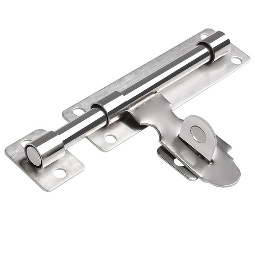 加厚不锈钢插销防盗门木门带锁门扣挂锁明装门栓门锁牛鼻左右插锁 - 图3