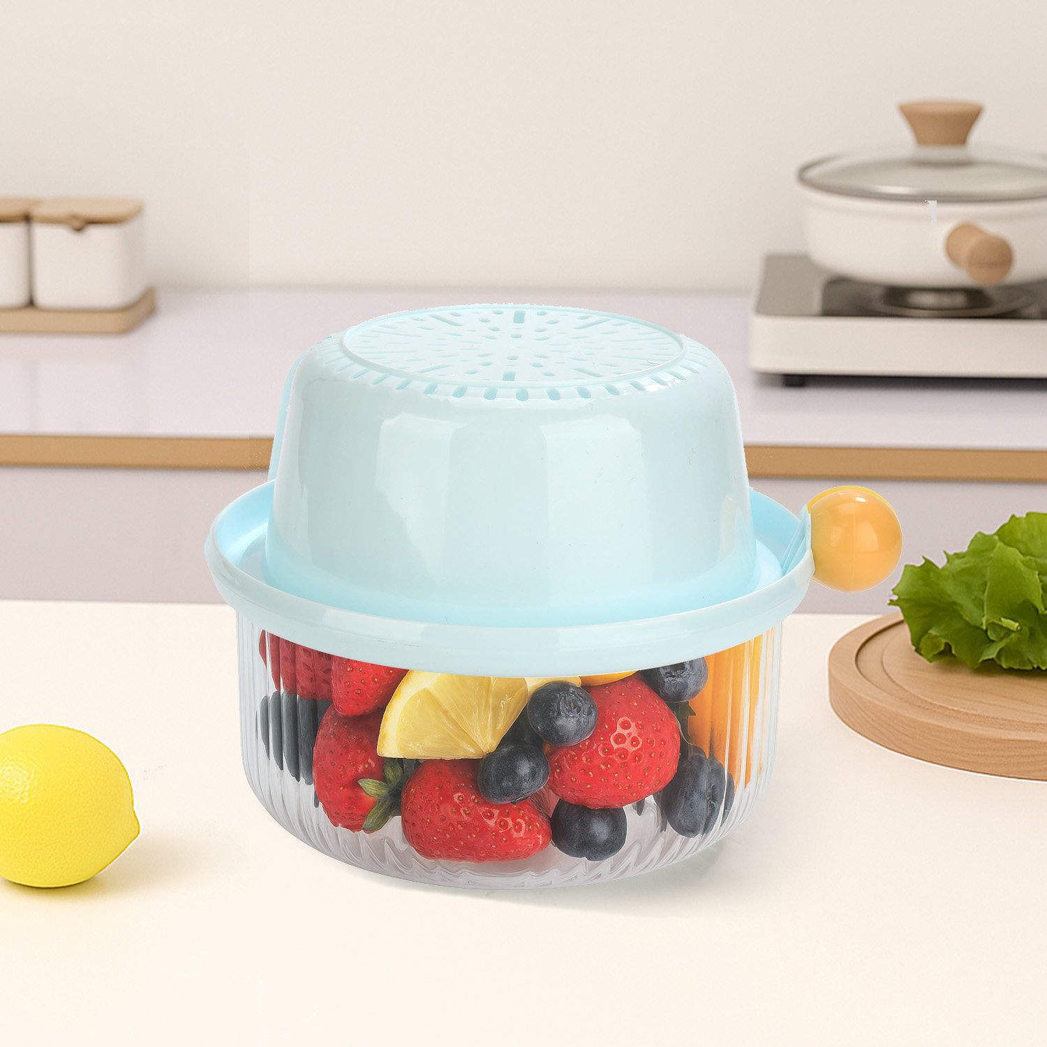 象太郎高颜值双层沥水篮水果篮可握把手倒扣储物多功能水果盆筛,淘宝优惠券,粉丝福利购,淘宝优惠卷