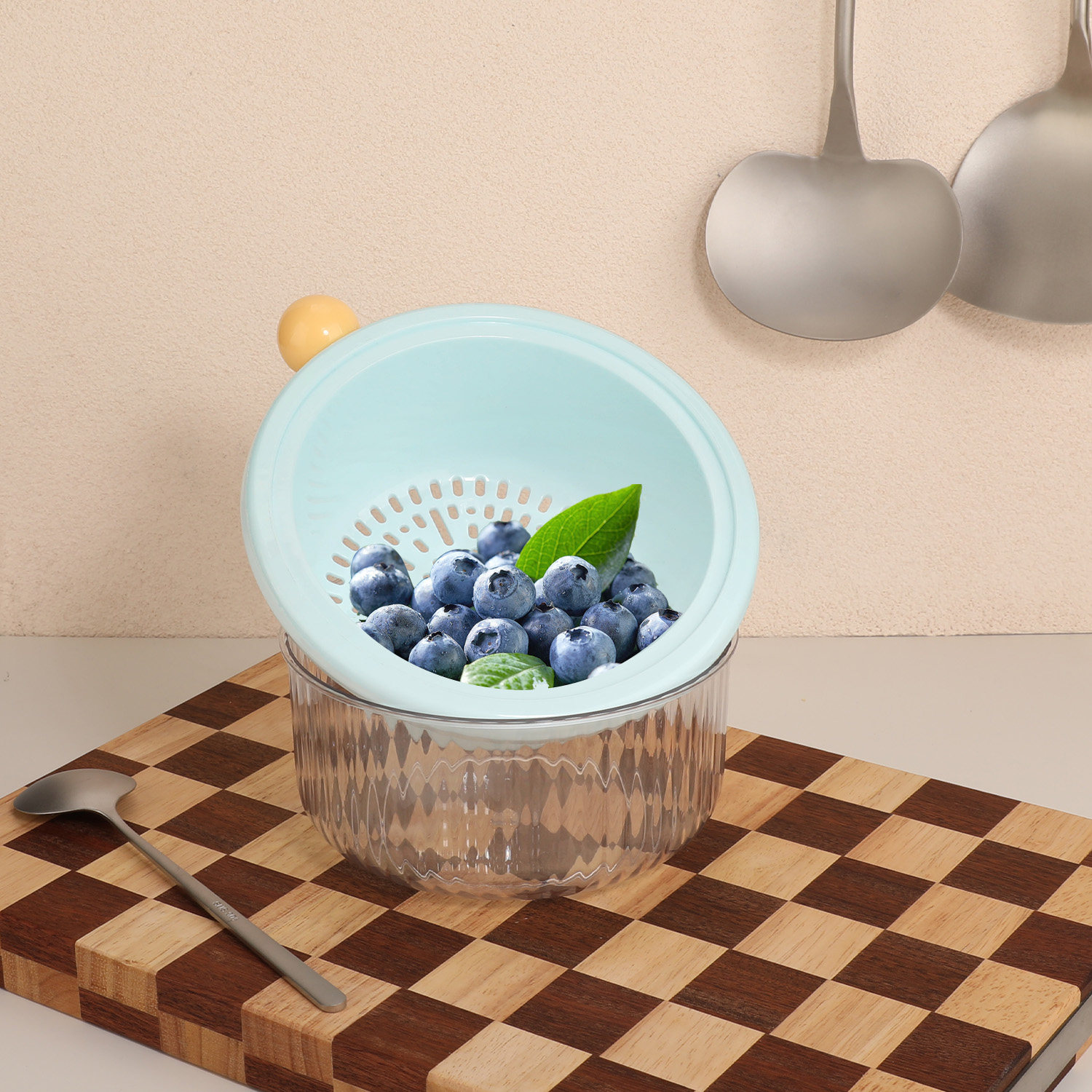 象太郎高颜值双层沥水篮水果篮可握把手倒扣储物多功能水果盆筛,淘宝优惠券,粉丝福利购,淘宝优惠卷