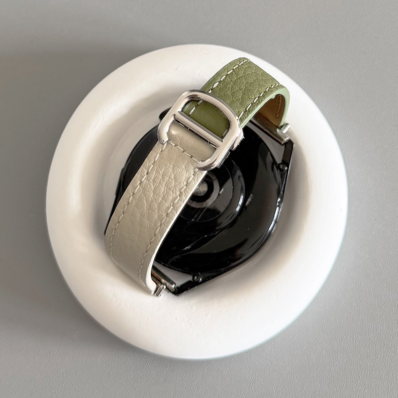 真皮D扣荔枝纹细款GT5适用华为GT3手表watchpro表带GT4苹果s9小米 - 图3