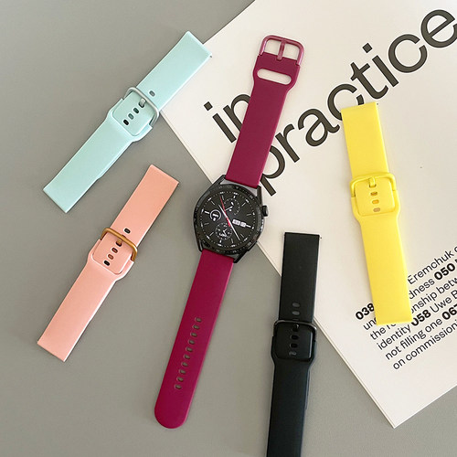纯色硅胶运动小众适用gt4华为watch4pro手表GT3表带GT5小米苹果S9 - 图1