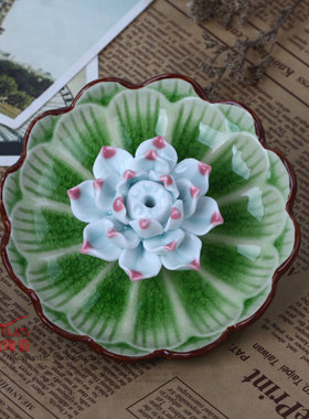 包邮特价景德镇陶瓷荷叶莲花裂纹