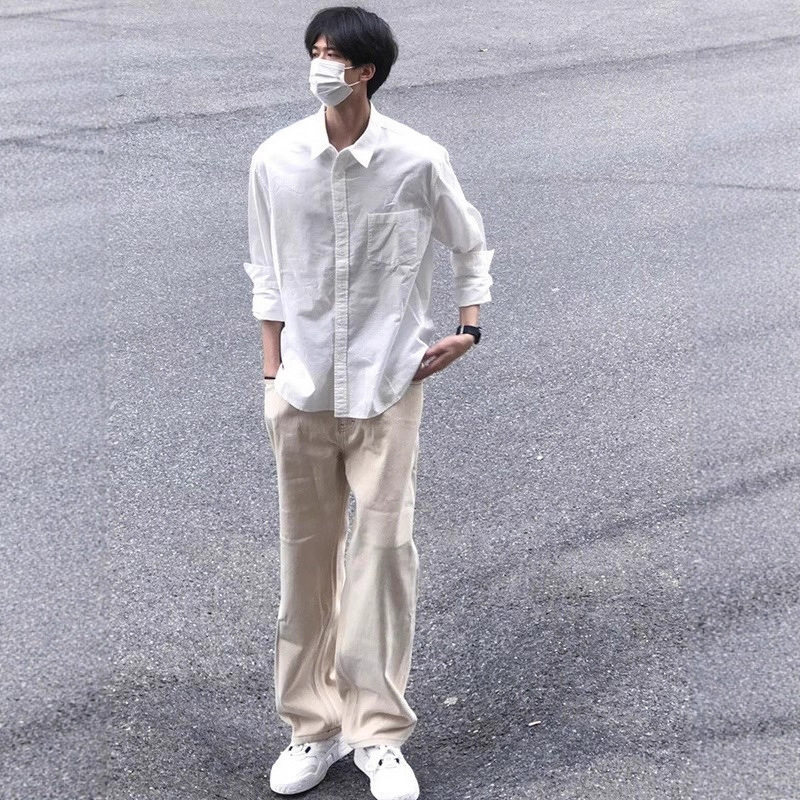 美式重磅上班正装打底宽松纯棉长袖白衬衫男内搭休闲日系痞帅衬衣,淘宝优惠券,粉丝福利购,淘宝优惠卷