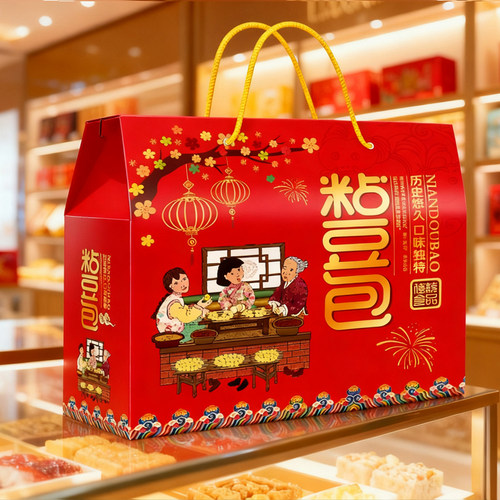 年糕粘豆包礼盒新款馒头纸箱土特产食品包装挂面大米杂粮礼品盒 - 图2