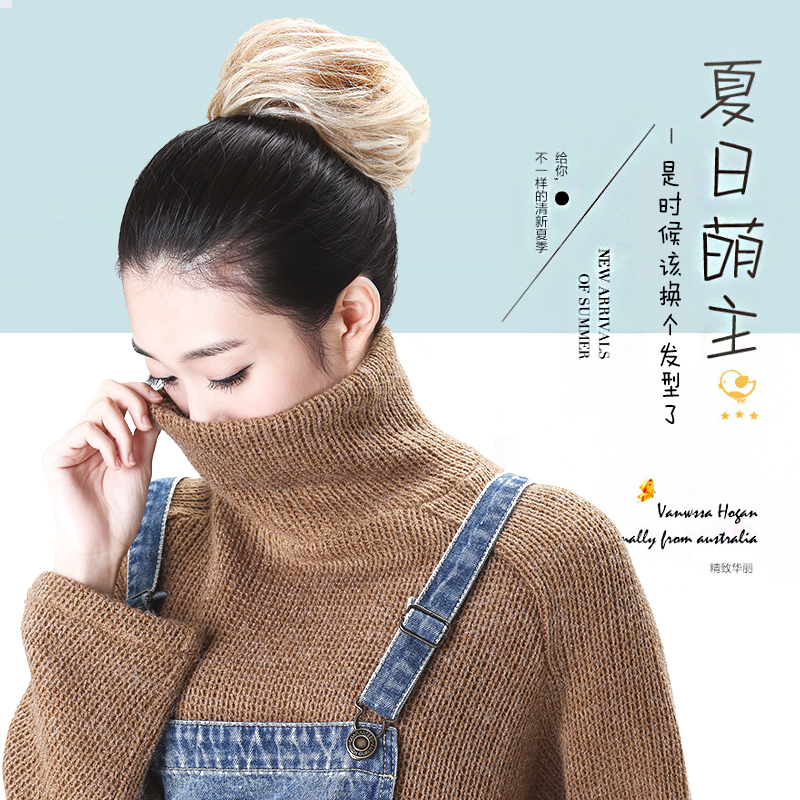娇滴滴 假发卷发包时尚皮筋高发髻花苞头 逼真丸子头道姑头假发包 - 图2